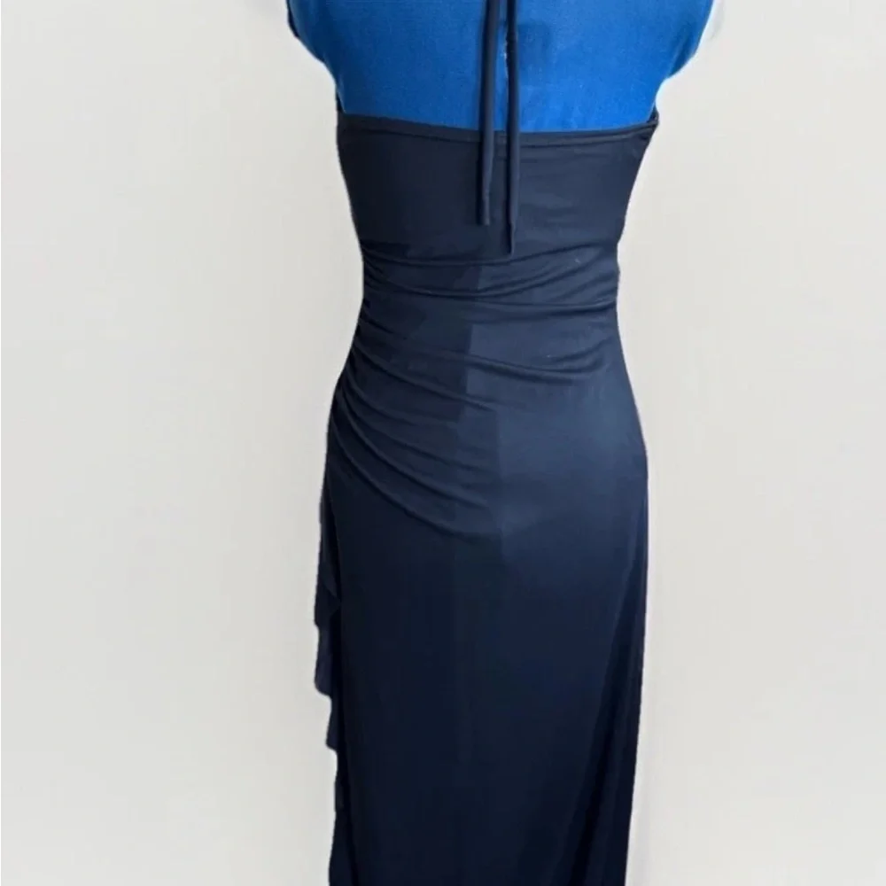Vintage 90s Y2K Style Betsy & Adam by Linda Bernell Black Beaded Halter Dress 6